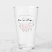 Verre Nom élégant Citation Pink Poinsettia 16oz Pint (Dos)
