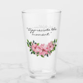 Verre Nom élégant Citation Pink Poinsettia 16oz Pint (Devant)