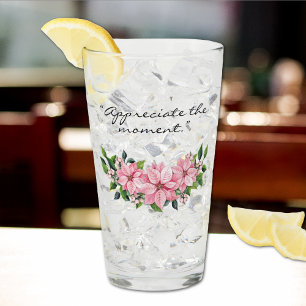 Verre Nom élégant Citation Pink Poinsettia 16oz Pint