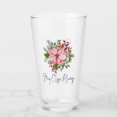 Verre Nom élégant Citation Pink Poinsettia 16oz Pint (Dos)