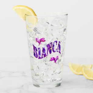 Verre Nom Floral Bianca Avec Unicornes,