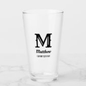 Verre Nom Masculine Monogramme Classic Mariage Noir (Devant)