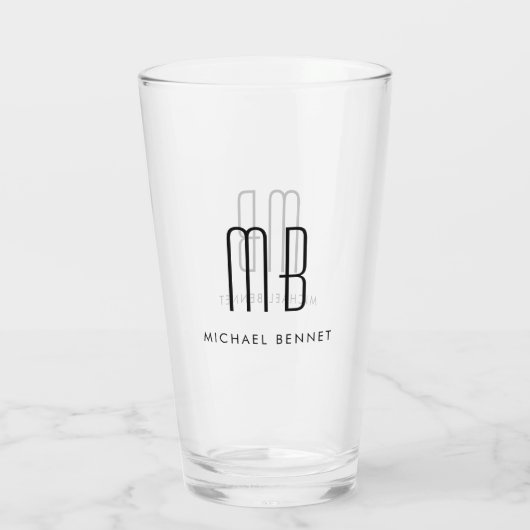 Verre Nom monogramme moderne (Dos)