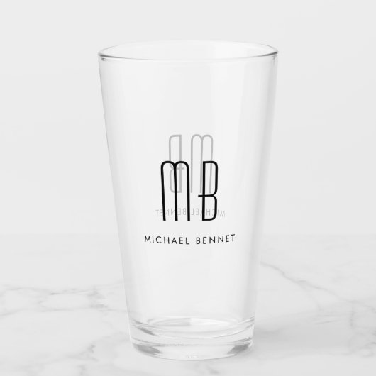 Verre Nom monogramme moderne (Devant)
