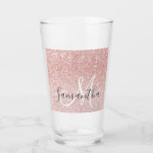 Verre Nom personnalisé avec paillettes rose moderne scin (Devant)