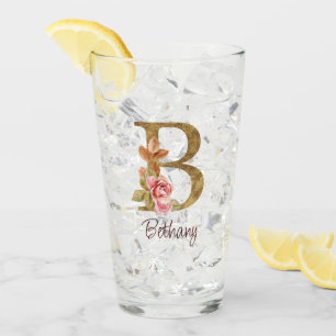 Verre Nom personnalisé Blush Rose doré Lettre B
