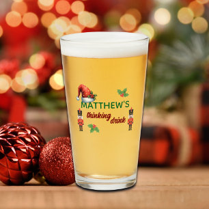 Verre Nom personnalisé Boisson Pensive Chapeau de Noël d