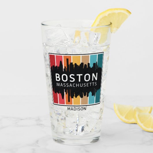 Verre Nom personnalisé Boston Massachusetts (Dos glace)