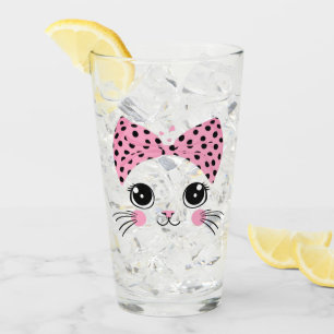 Verre Nom personnalisé Cute face de chat