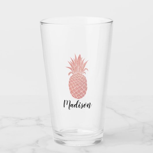 Verre Nom personnalisé de l'ananas Gold Rose  (Devant)