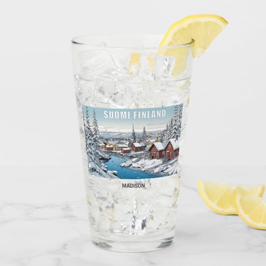 Verre Nom personnalisé Finlande Illustration hivernale (Dos glace)
