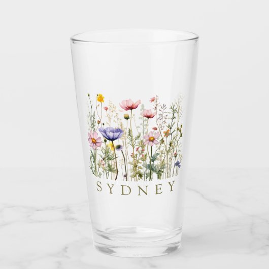 Verre Nom personnalisé fleur sauvage (Devant)