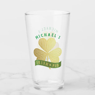 Verre Nom personnalisé Gold Shamrock St Patrick's Day