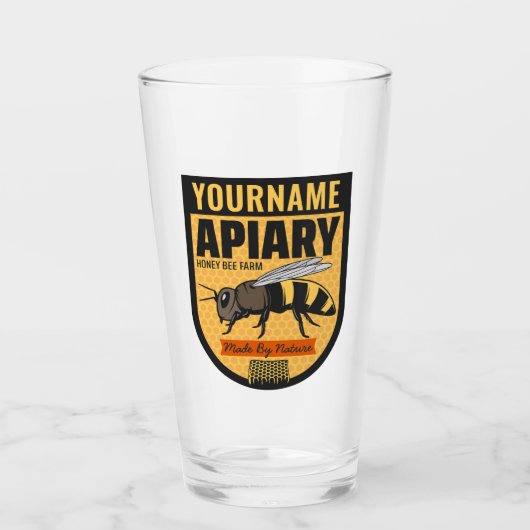 Verre NOM PERSONNALISÉ Honey Bee Apiary Beehives Farm (Devant)