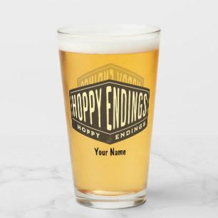Verre Nom personnalisé Hoppy Endings Funny Pint Beer Gla