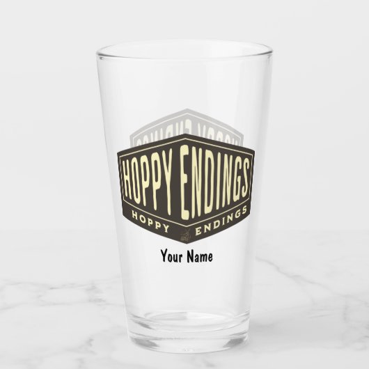 Verre Nom personnalisé Hoppy Endings Funny Pint Beer Gla (Devant)