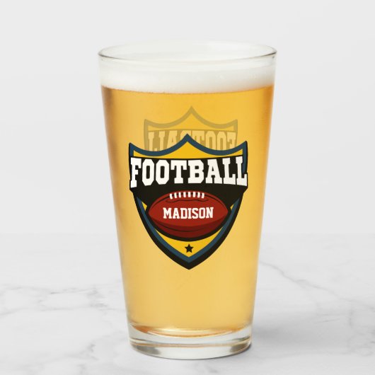Verre Nom personnalisé Logo de football (Dos (rempli))