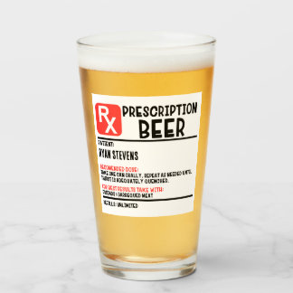 Verre Nom personnalisé Prescription Bière drôle Bière Hu