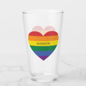 Verre Nom personnalisé Rainbow Heart (Dos)