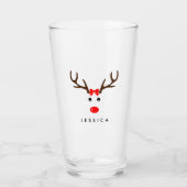 Verre Nom personnalisé Reindeer Noël Fête (Devant)
