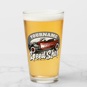 Verre Nom personnalisé Rockabilly Roadster Speed Shop Ga