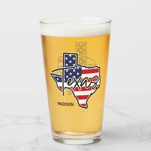 Verre Nom personnalisé Texas (Dos (rempli))