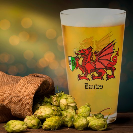 Verre Nom personnalisé Welsh Dragon et monogramme