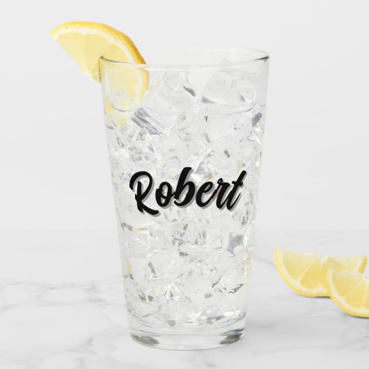 Verre Nom Robert Noir Avec Ombre Portée, (Devant glace)