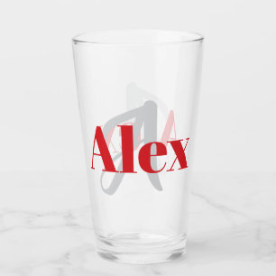 Verre Nom simple avec monogramme