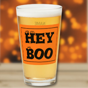 Verre Nom, Texte Halloween Hey Boo Eyeballs, Pint
