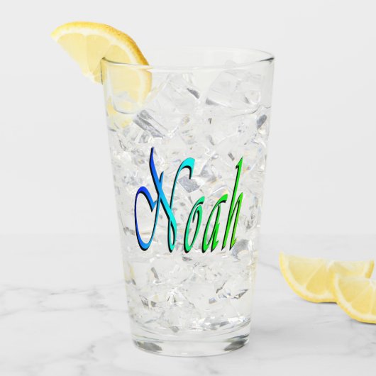 Verre Nom Vert Et Bleu Noé,  (Devant glace)