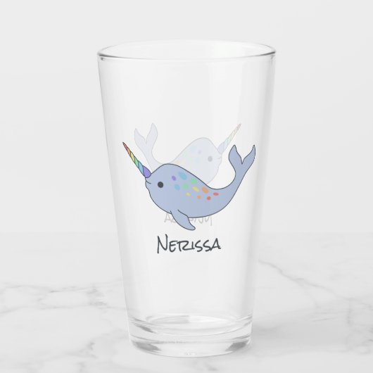 Verre nommé de Narwhal d'arc-en-ciel (Dos)