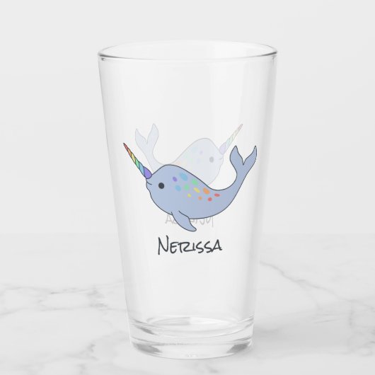 Verre nommé de Narwhal d'arc-en-ciel (Devant)