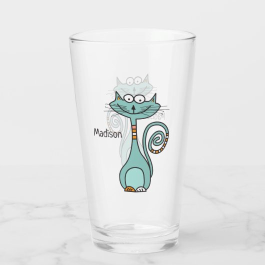 Verre nommé fait sur commande de pinte de chat (Dos)