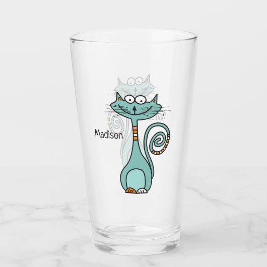 Verre nommé fait sur commande de pinte de chat (Devant)
