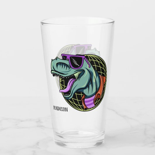Verre nommé fait sur commande de pinte de T-Rex de (Dos)