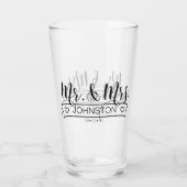 Verre Noms de famille nouvellement mariés Bannière M. & (Dos)