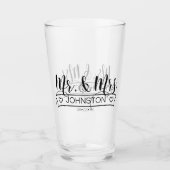 Verre Noms de famille nouvellement mariés Bannière M. & (Devant)