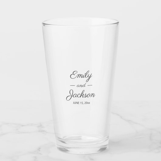 Verre Noms des mariés Date du mariage (Devant)