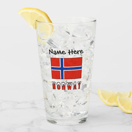 Verre Norvège Drapeau norvégien Noir Personnalisation (Devant glace)