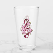 Verre notes de clé de sol musicale avec fleurs de Sakura (Dos)