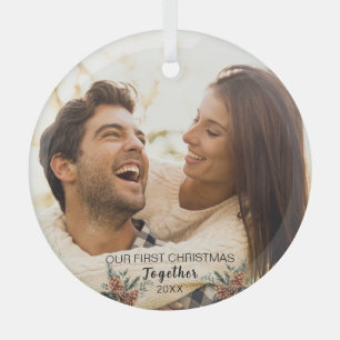 Verre Notre premier Noël Ensemble Couple Ornement en ver