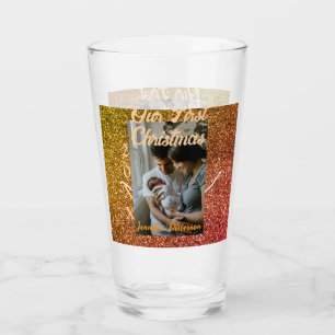 Verre Notre première année de Noël orange rouge paillett