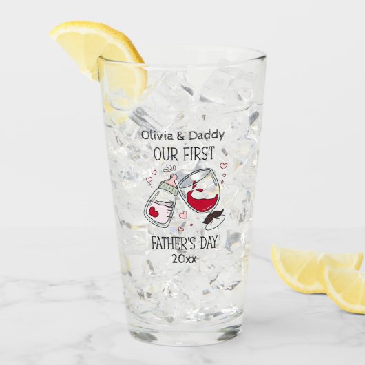 Verre Notre Première Fille de Fête des pères Drôle Bravo (Devant glace)