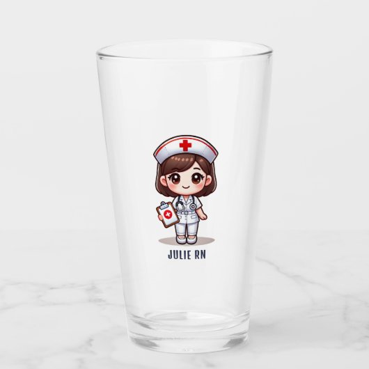 Verre Nourriture Manga mignonne avec cheveux Brown Brown (Devant)