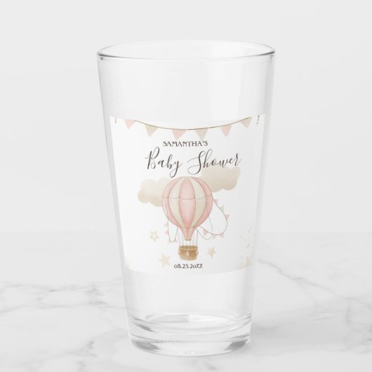 Verre Nuages de ballon à air chaud rose (Devant)