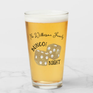 Verre Nuit Bunco de dés dorés Nom personnalisé