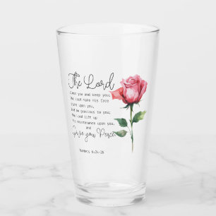 Verre Numéros 6:24-26 Le Seigneur vous bénisse Fleur Ros