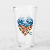 Verre Ocean Heart Waves and Shells – Coastal Personalize (Devant)