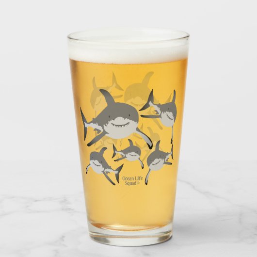 Verre Ocean Life Squad® Shark Design for Ocean Lovers (Devant (rempli))